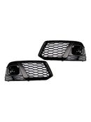 Black Front Honeycomb Fog Lamp Grille Grill Cover Fit Audi Q5 SQ5 2018 2019