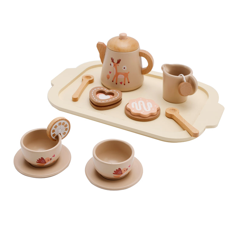 13Pcs Western Kitchen Wooden Tea Sets Play Kitchen Dishes/Tea Set For Kid