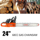 24" 68CC Gasoline Chainsaw Cutting Wood Gas Sawing Crankcase Chain Saw