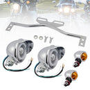 #D22 Headlight Lamp Spotlight Universal Coler Switch Fits Chrome For Motorcycle