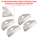 4x Windshield Wiper Repair Stainless Steel Brackets for Peterbilt 379 388 389