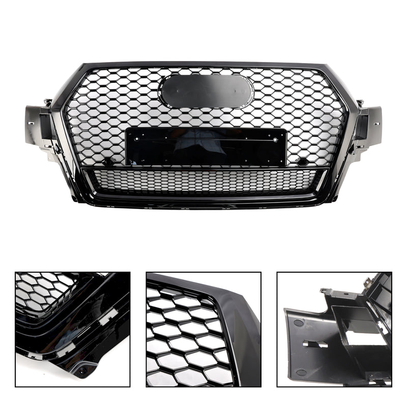 Gloss Black Front Bumper Radiator Vent Mesh Grille Grill Fit Audi Q7 2016-2019