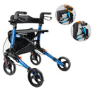 Foldable Rollator Walker with 6 levels of Adjustable Seat 8 Wheels  Compact Folding Design Lightweight Mobility Walking Aid suitable for people of different heights