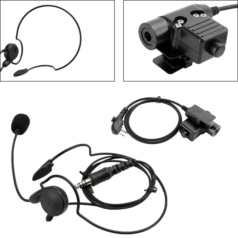 7.1-C7 Rear Mount Plug Tactical Headset 6Pin U94 PTT For HYT TD500 TD510 TD520