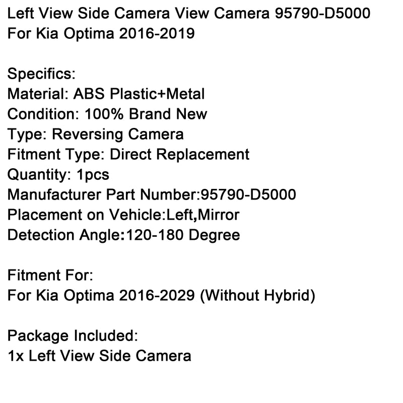 Left View Side Camera View Camera 95790-D5000 For Kia Optima 2016-2019