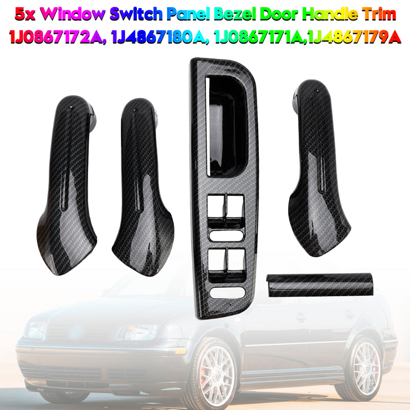 5x Window Switch Panel Bezel Door Handle Trim Set For VW Jetta MK4 1999-2004