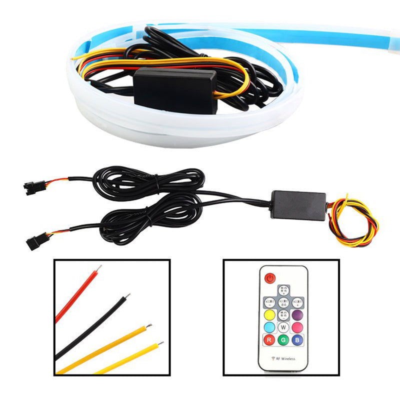 Ultra Thin Car LED Headlight Daytime Running Iridescent Light Eyebrow Strip With APP Controller 30cm