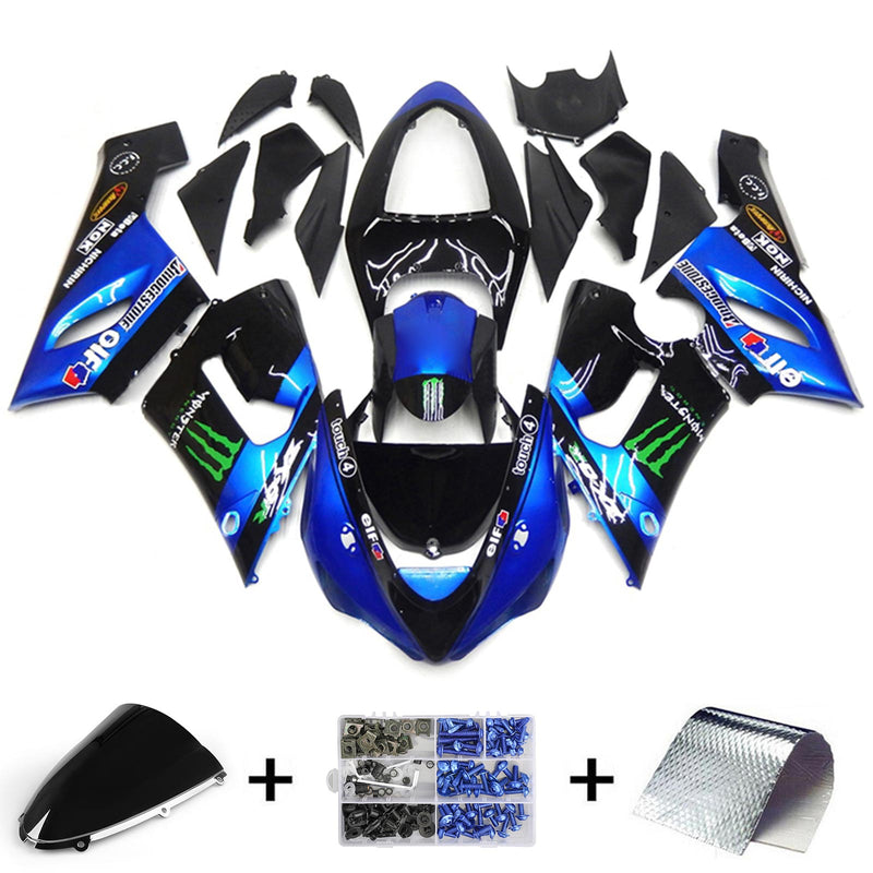 Amotopart Kawasaki ZX6R 636 2005-2006 Fairing Kit Bodywork Plastic ABS