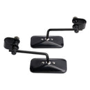 Black Retro Retangular Mirrors with clamp For Cafe Racer Bobber Chopper Tracker