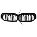 Double Slat Front Kidney Grille Fit BMW 5 Series G30 G38 2021-2024 Gloss Black