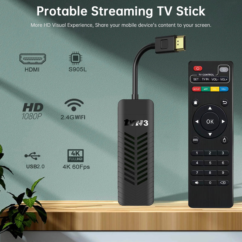 TVR3-S TV Stick Android 14 1GB 8GB Dongle Set-Top Box 4K Player Protable TV BOX