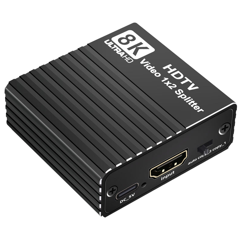 8K HDMI 1 to 2 Splitter HD2.1 8K60hz/4K120hz/1080P240hz w EDID 1 Input 2 Output