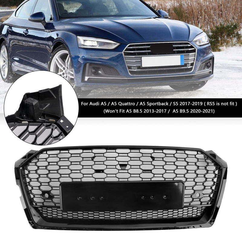 RS5 Style Honeycomb Sport Mesh Hex Grill Grille Fit Audi A5 S5 B9 2017-2019