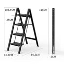 Stepladder, 4 Tiers, Foldable, Aluminum, Wide, Lightweight, Compact, Ladder