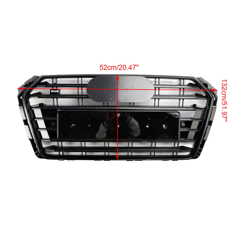 S4 Style Bumper Mesh Hex Grille Grill Fit Audi A4/S4 B9 2017-2018 Black