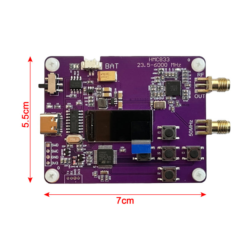6GHz RFSignal Generator 23.5MHZ-6000MHz Keypad 0.96in OLED Screen Display HMC833