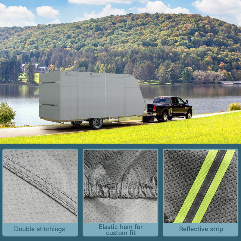 5 Layers Camper Cover 27'-30' Travel Trailer RV Cover Windproof Extra Thick  with Adhesive Repair Patches