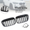 2016-2019 Fit BMW X1 F48 F49 Gloss Black Front Kidney Grill Grille Dual Line