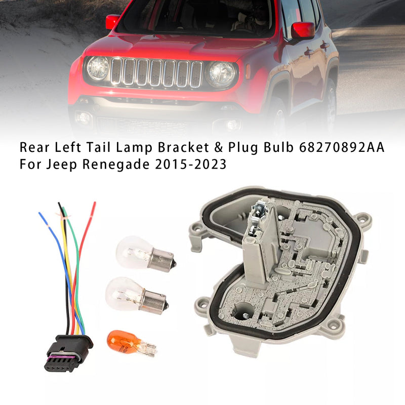 Rear Left Tail Lamp Bracket & Plug Bulb 68270892AA For Jeep Renegade 2015-2023
