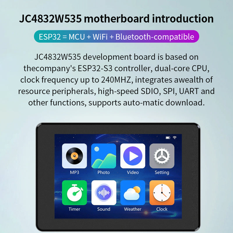 ESP32 S3 Development Board Smart Touch Screen Built-In Firmware WIFI Bluetooth