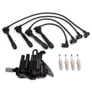 2005-2007 For Kia Sportage L4 2.0L 1 Ignition Coil+4 Spark Plug+ Wires Pack C1434 GN10416