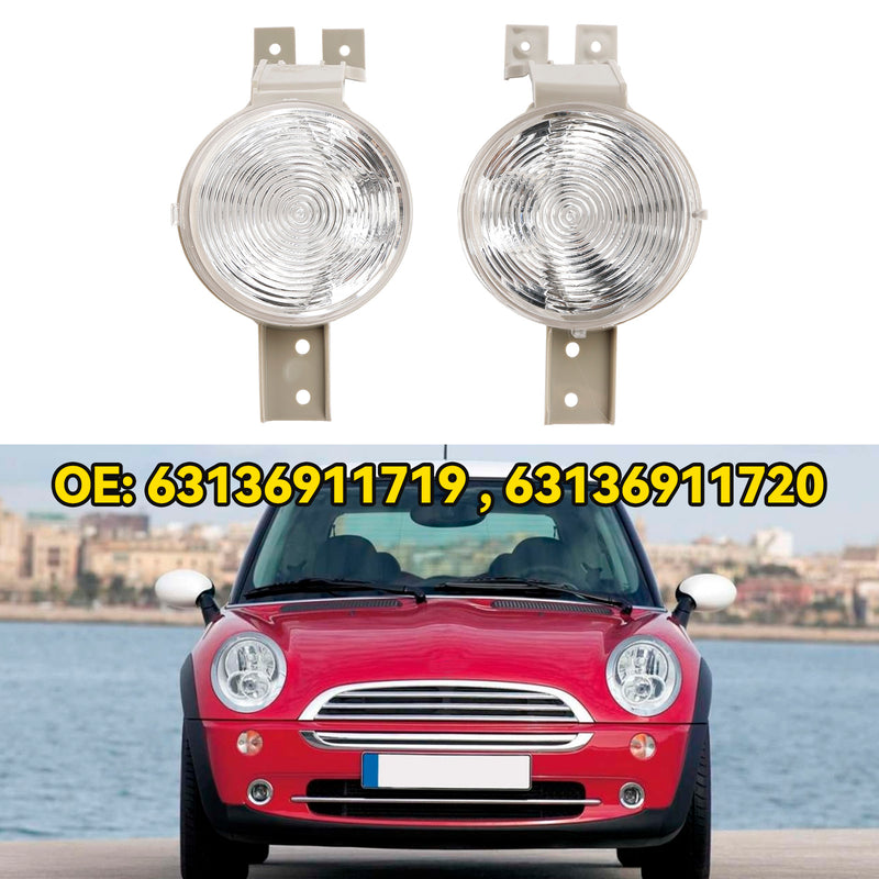 Pair of Front Indicator Light Lamp Flasher Clear Lens for Mini Cooper