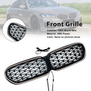 2021-2024 Fit BMW 5 Series G30 G38 Diamond Front Kidney Grill Grille Black