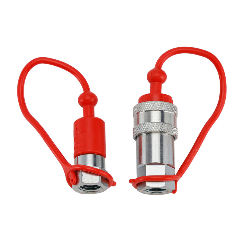 1/4" NPT Hydraulic Quick Connect Coupler ISO A 7241 Male & Female