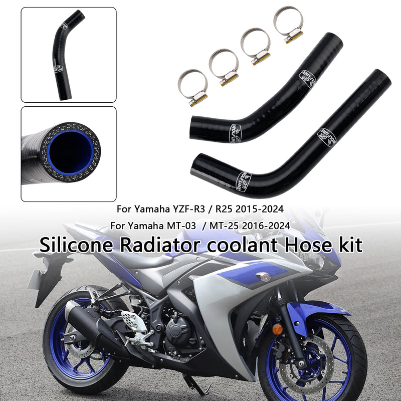 Silicone Radiator coolant Hose For Yamaha MT-03 MT-25 YZF R3 R25 2015-2024