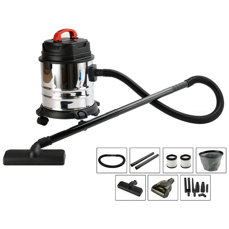 5 Gallon Steel Stainless Wet/Dry Canister Vac Shop Vacuum Cleaner 1800W