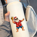 Beer-themed Santa Claus Vinyl Stickers for Laptops Thermos Car Windows Luggages