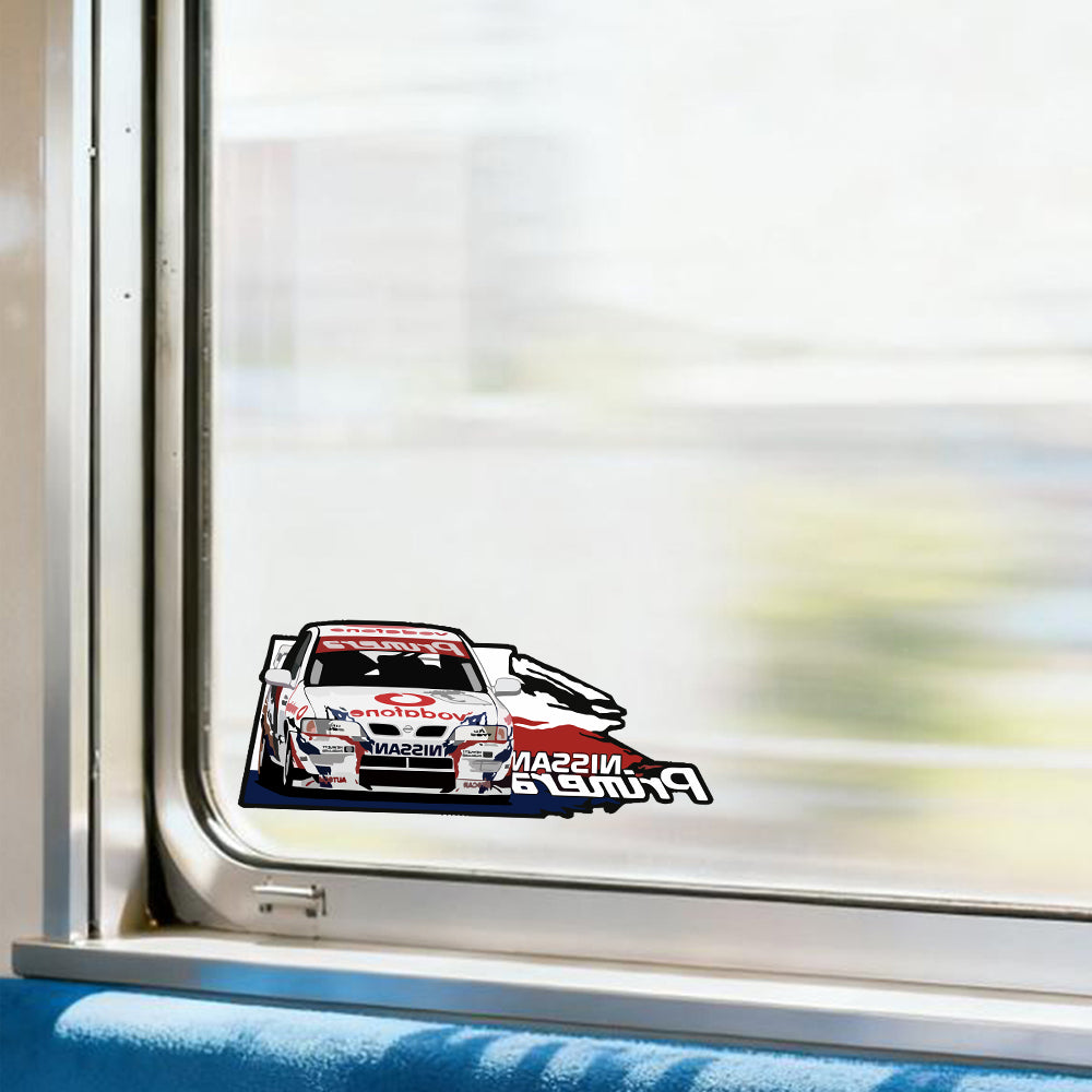 White Racing Car Waterproof Vinyl Stickers for Luggages Windows Custom