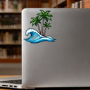 Ocean wave stickers made of vinyl material suitable for laptops and suitcases