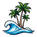 Ocean wave stickers made of vinyl material suitable for laptops and suitcases