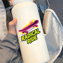 Neon Skateboard Vinyl Sticker Radical Ride Retro Decor Decal for Laptops