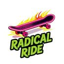 Neon Skateboard Vinyl Sticker Radical Ride Retro Decor Decal for Laptops