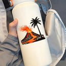 Volcano Palm Tree Vinyl Sticker Tropical Decor Decal for Laptops Water Bottles
