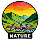 Nature Deer Vinyl Sticker Mountain River Wildlife Decor Decal for Laptops Cars