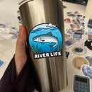 Custom River Life Salmon  Sticker Underwater Decor Decal for  Coolers Suitcase