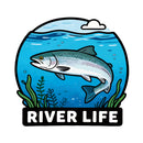 Custom River Life Salmon  Sticker Underwater Decor Decal for  Coolers Suitcase