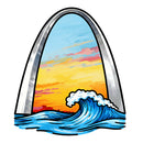 Arch Wave Vinyl Sticker Cool Sunset Decal for Laptop Water Bottle Skateboard