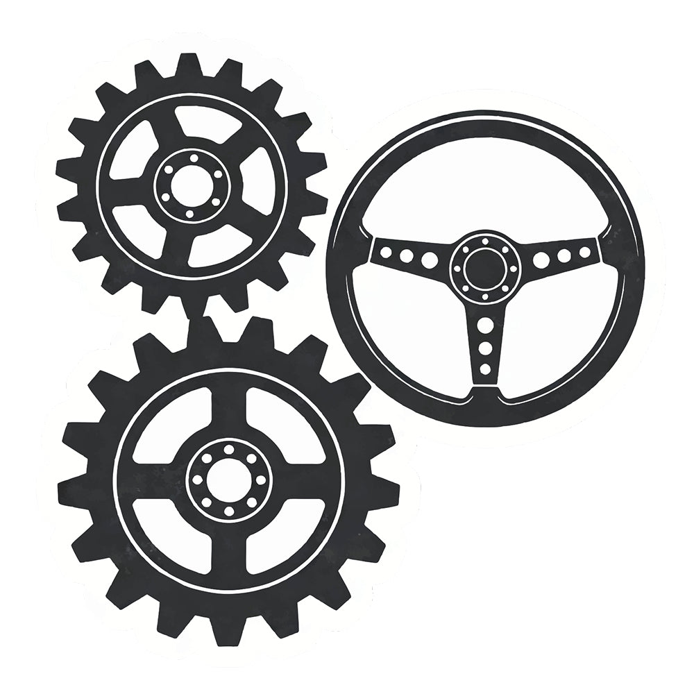 Gear Steering Wheel Vinyl Sticker Cool Mechanic Decal for Laptop Car