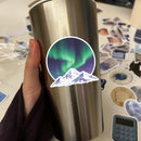 Customizable Aurora Mountain Vinyl Sticker Cool Nature Decal for Laptop Bottle