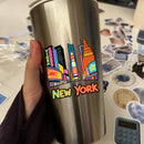Customizable NYC Neon Skyline Vinyl Sticker Cool City Decal for Laptop Car