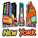 Customizable NYC Neon Skyline Vinyl Sticker Cool City Decal for Laptop Car