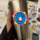 BaseBall Glove & Ball Vinyl Sticker Waterproof Laptop Decal - Customizable