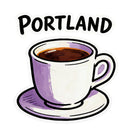 Portland Coffee Cup Vinyl Sticker Waterproof Laptop Decal Customizable