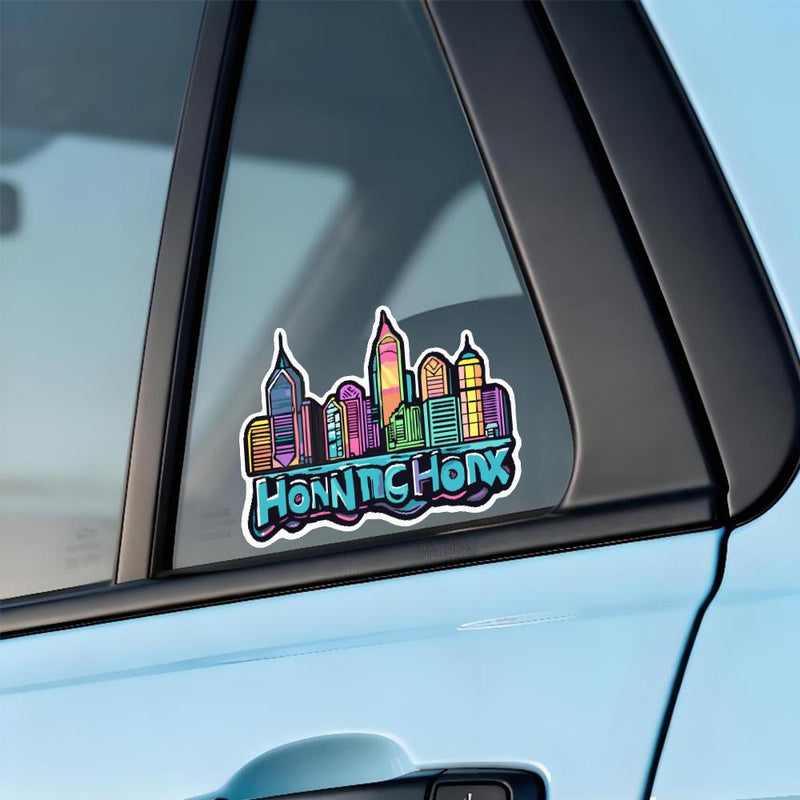 Colorful City Skyline Vinyl Sticker Waterproof Laptop Decal Car Custom