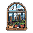 Shanghai Window View Vinyl Sticker Oriental Pearl Tower Waterproof Customizable