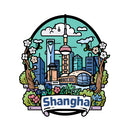 Floral Shanghai Skyline Vinyl Sticker Oriental Pearl Tower Customizable